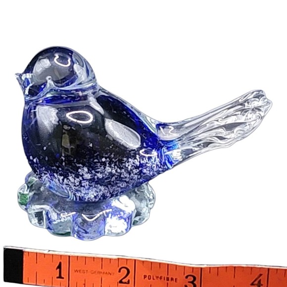 Vintage Snowflakes Blown Glass Bluebird - Picture 8 of 9